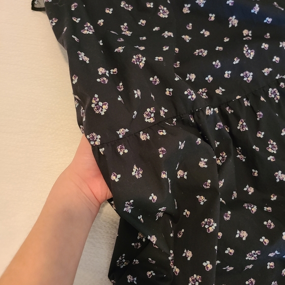 SOLD - Who What Wear Tiered Spaghetti Strap Floral Black Midi Dress with Pockets - Picture 11 of 11